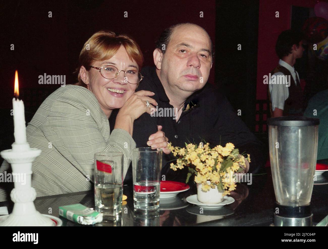 Romanian composer Adrian Enescu with wife, actress Adina Popescu, approx. 1992 Stock Photo