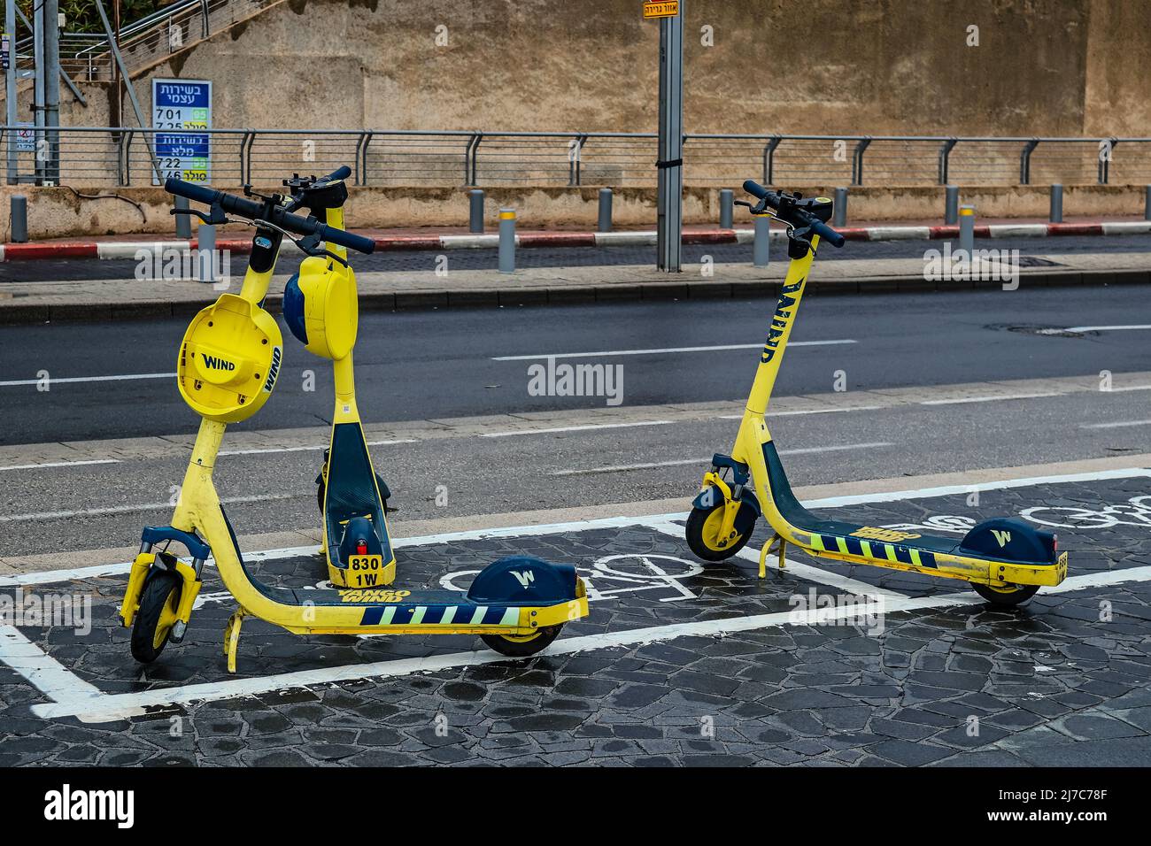 Tel Aviv, Israel May 07, 2022 Electric scooter to hire, operating