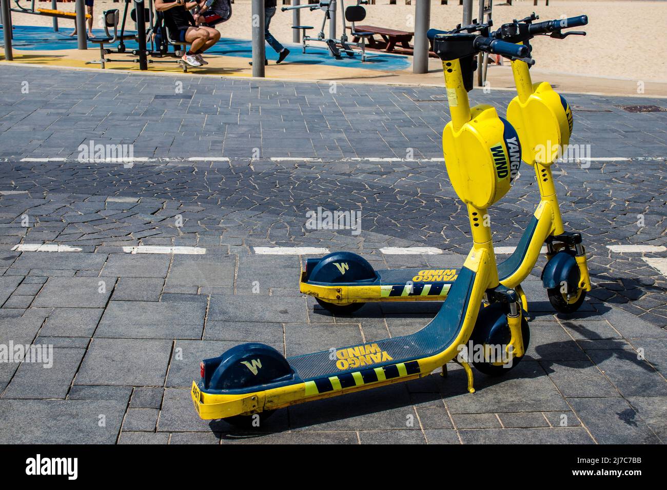 Tel Aviv, Israel May 07, 2022 Electric scooter to hire, operating