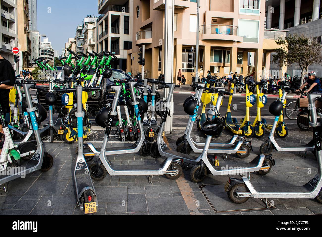 Tel Aviv, Israel May 07, 2022 Electric scooter to hire, operating