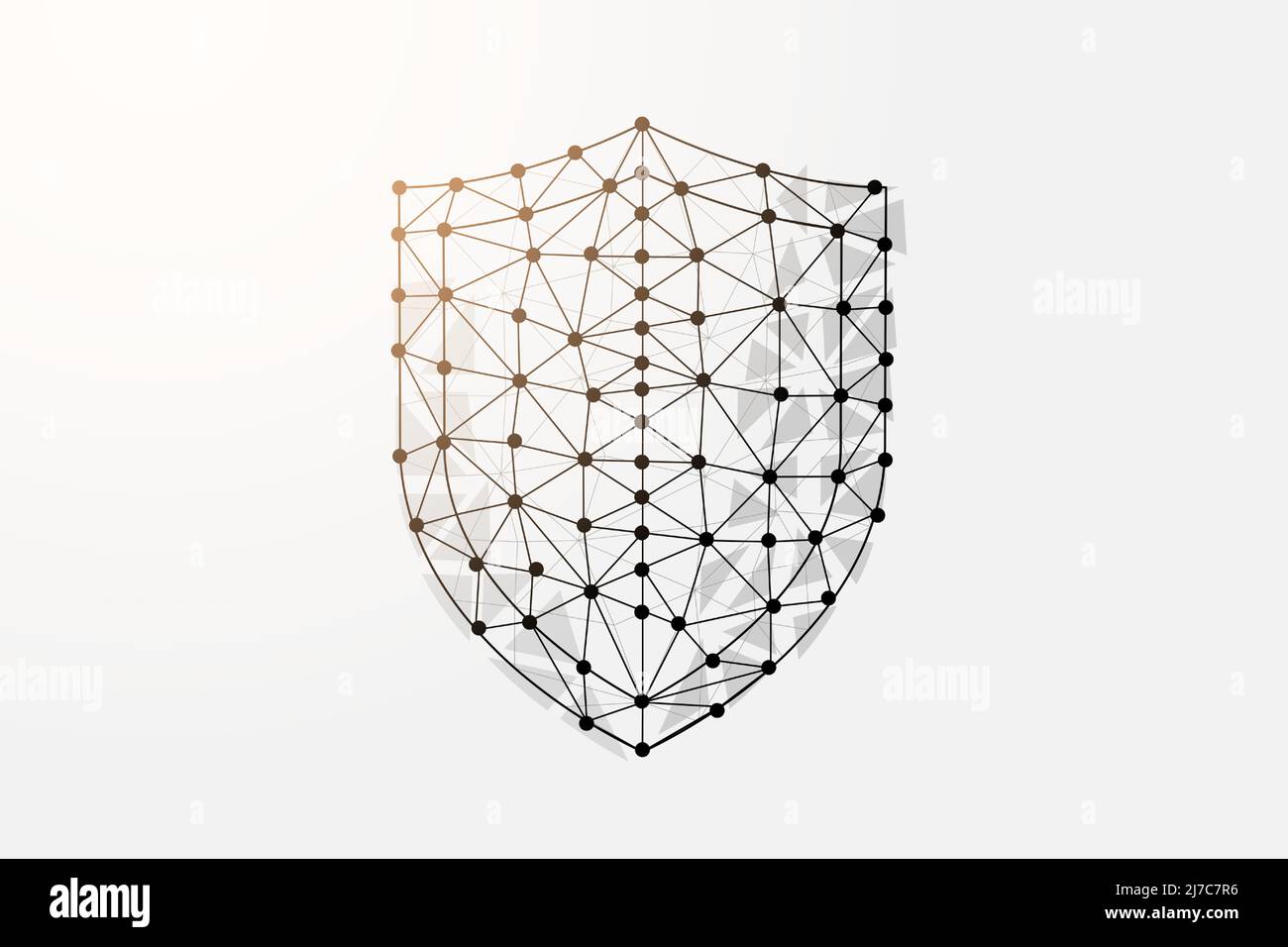 Shield 3d low poly symbol with connected dots. Protect, antivirus ...