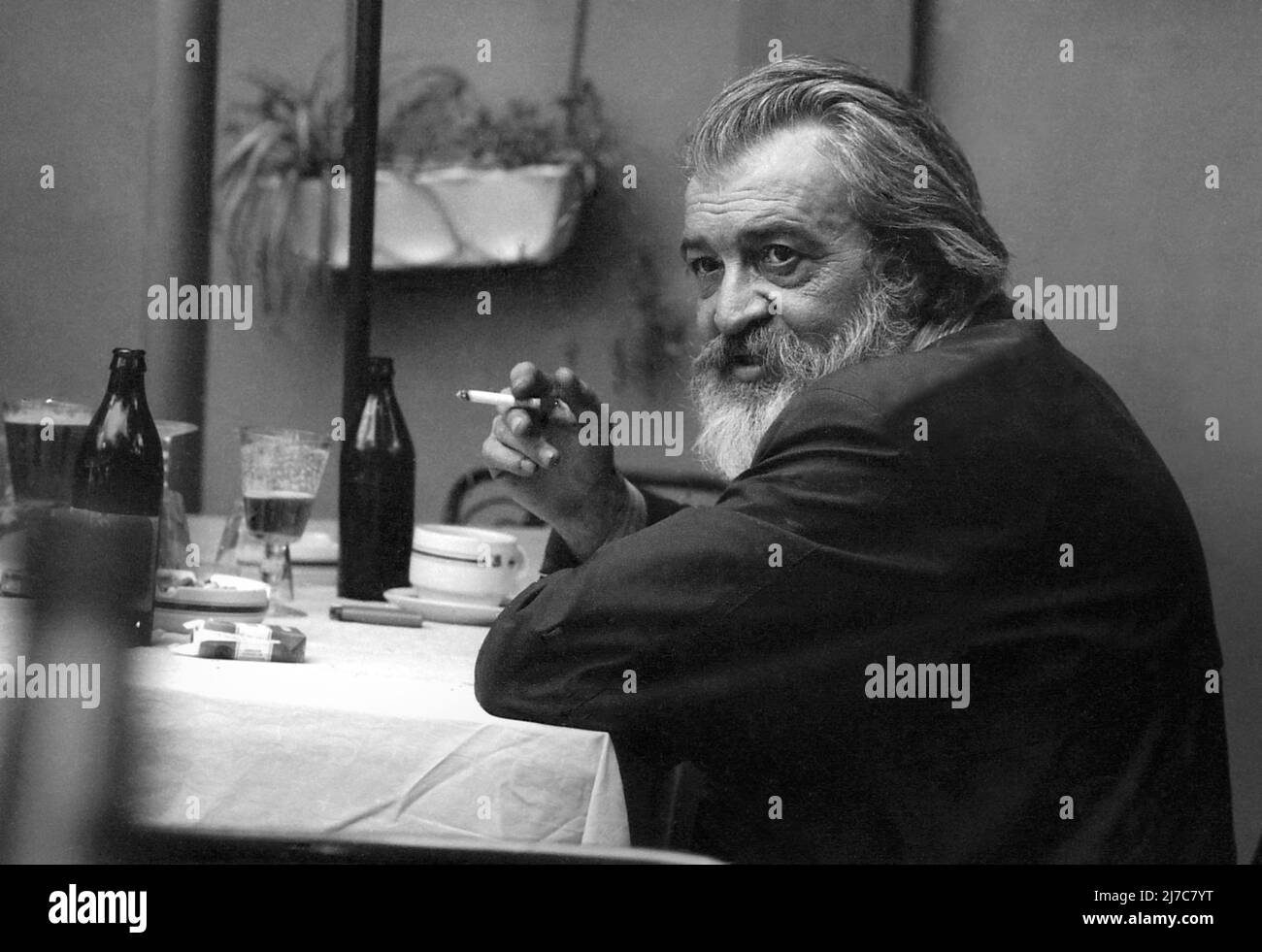 Romanian author and literary translator Romulus Vulpescu in 1990 Stock Photo