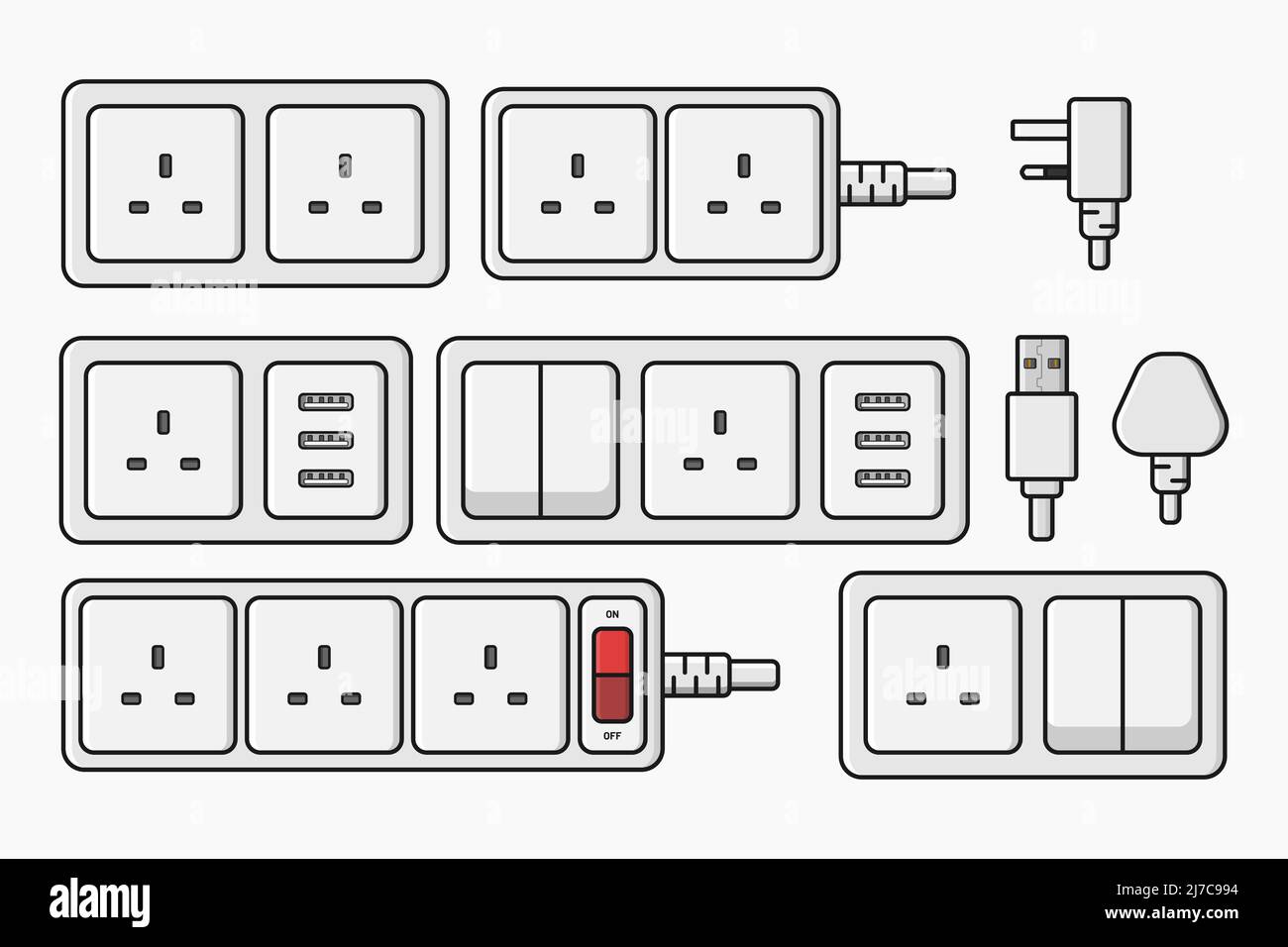 Power Outlet Plug Electric Socket Type G Switcher Set Vector Flat Illustration Stock Vector Image Art Alamy Power Outlet Plug Electric Socket Type G Switcher Set Vector Flat Illustration Stock Vector Image Art Alamy