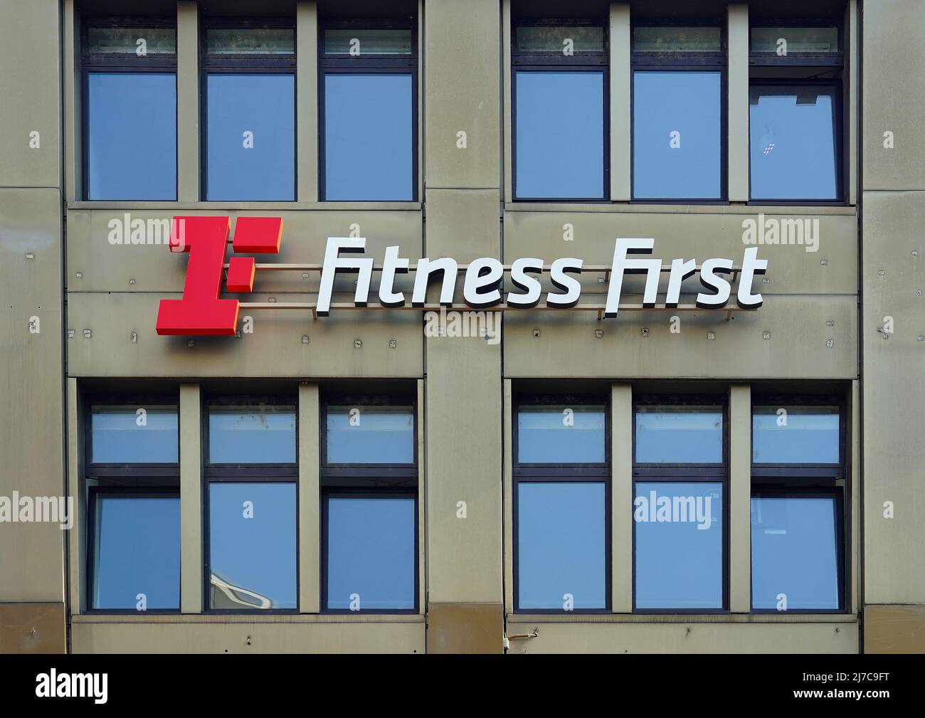 Fitness First gym logo in Düsseldorf, Germany. Stock Photo