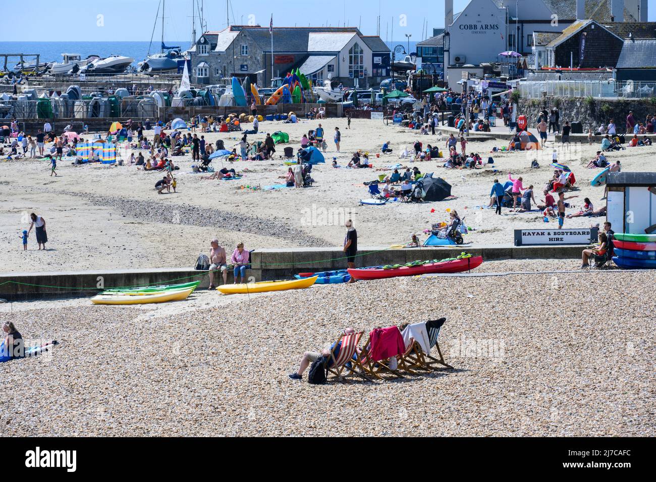 Lyme Regis, Dorset, UK. 8th May 2022. UK Weather Holidaymakers and