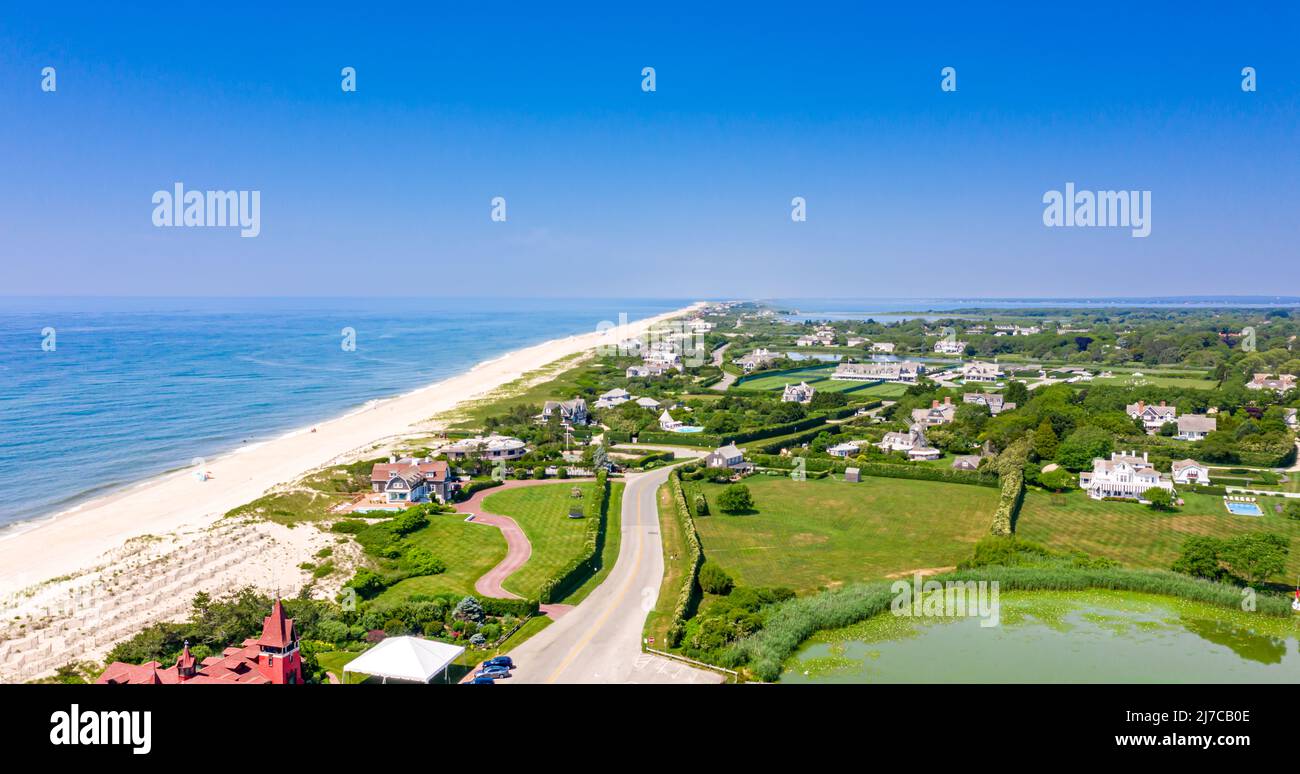 Aerial image of Gin Lane and area, southampton, ny Stock Photo
