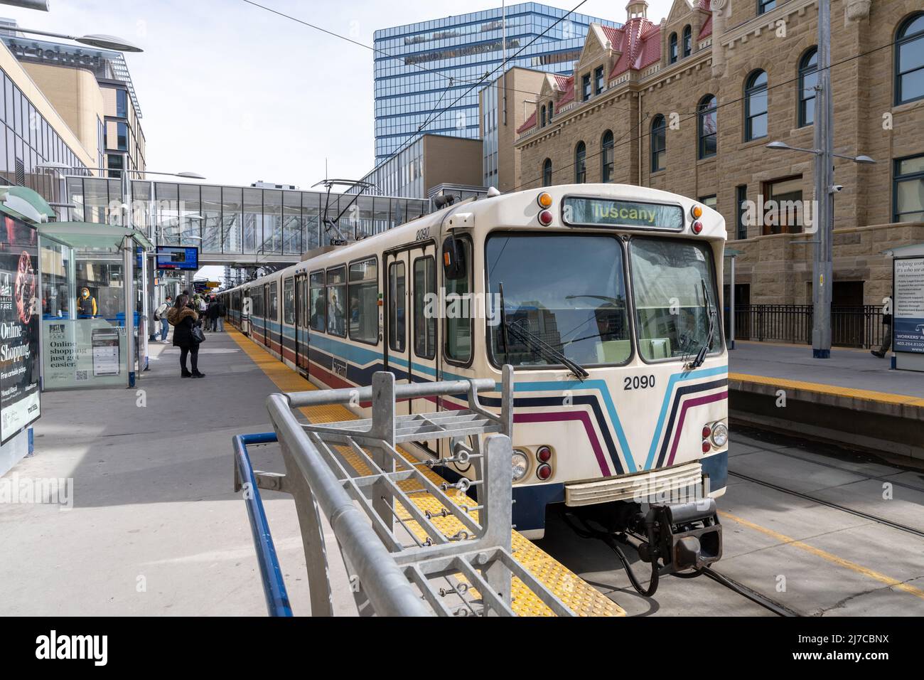 C Train Downtown Stops Calgary, Ab, Canada - March 14 2022 : Ctrain Stop By City Hall Station.  Downtown Calgary Stock Photo - Alamy