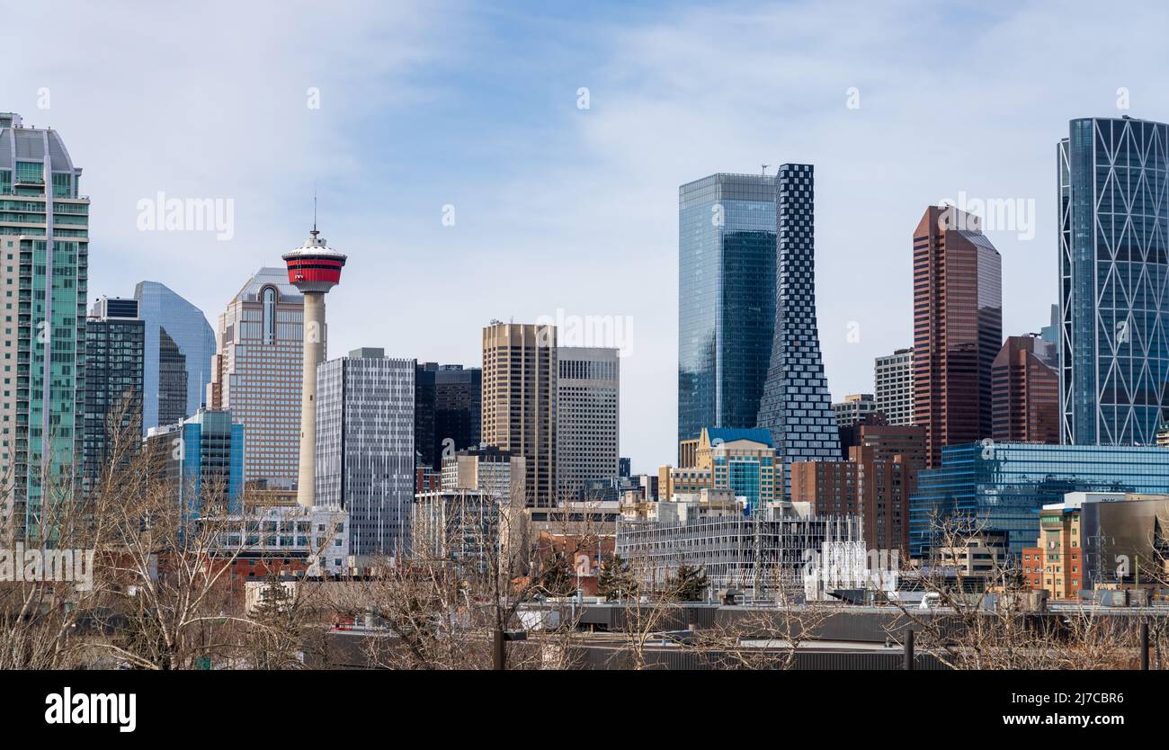 City skyline of downtown Calgary, Alberta, Canada. Stock Photo