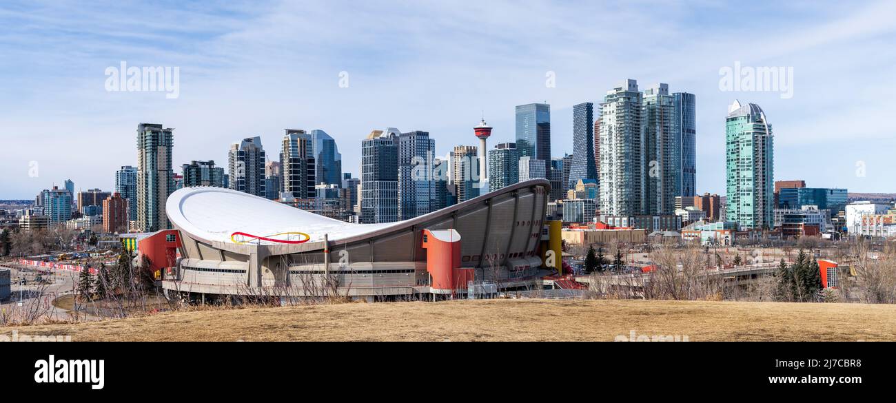 City skyline of downtown Calgary, Alberta, Canada. Stock Photo