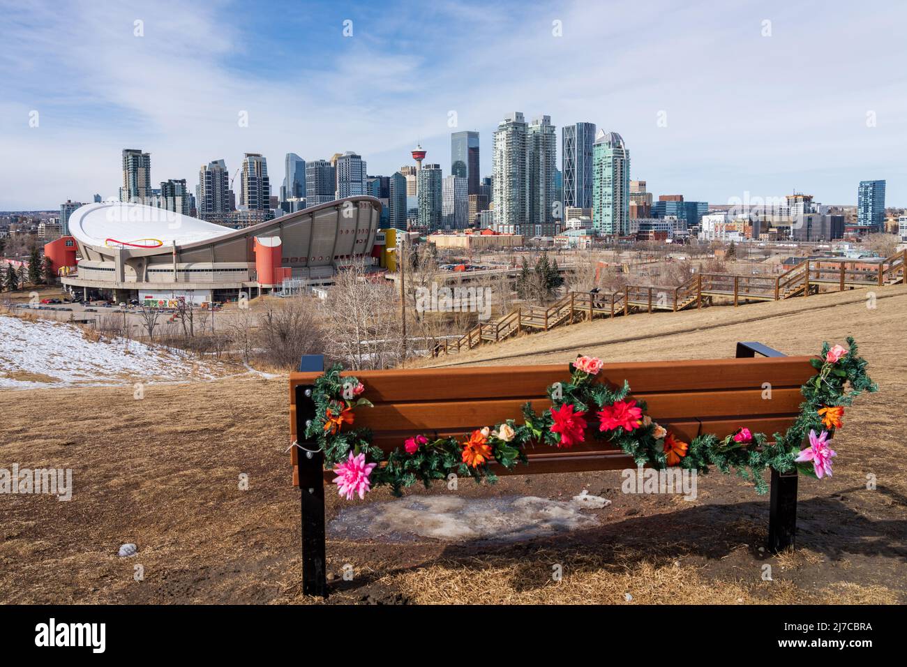 City skyline of downtown Calgary, Alberta, Canada. Stock Photo