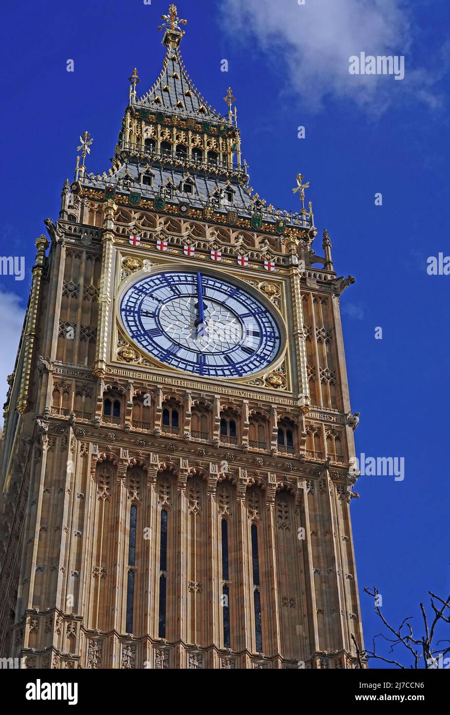 Big Ben Westminster, London, 2022. The Elizabeth Tower -  Big Ben has undergone a huge restoration.  It has now been unveiled and currently only one o Stock Photo