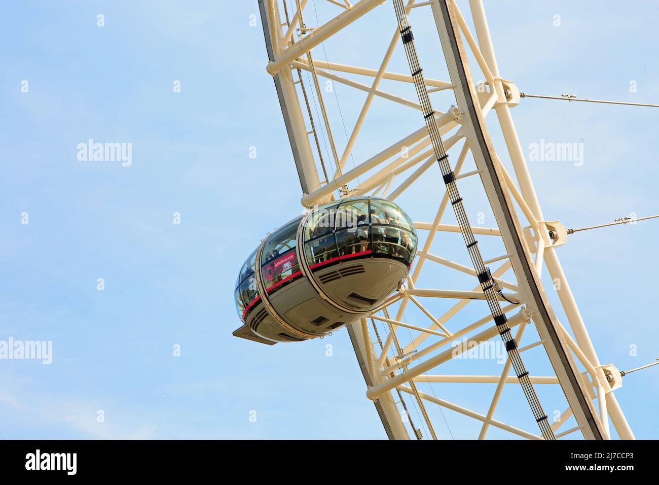 London Eye, Westminster, London, 2022.  A London Eye Pod carrying tourists.  There are 32 pods on the Millennium Wheel and is a popular tourist attrac Stock Photo