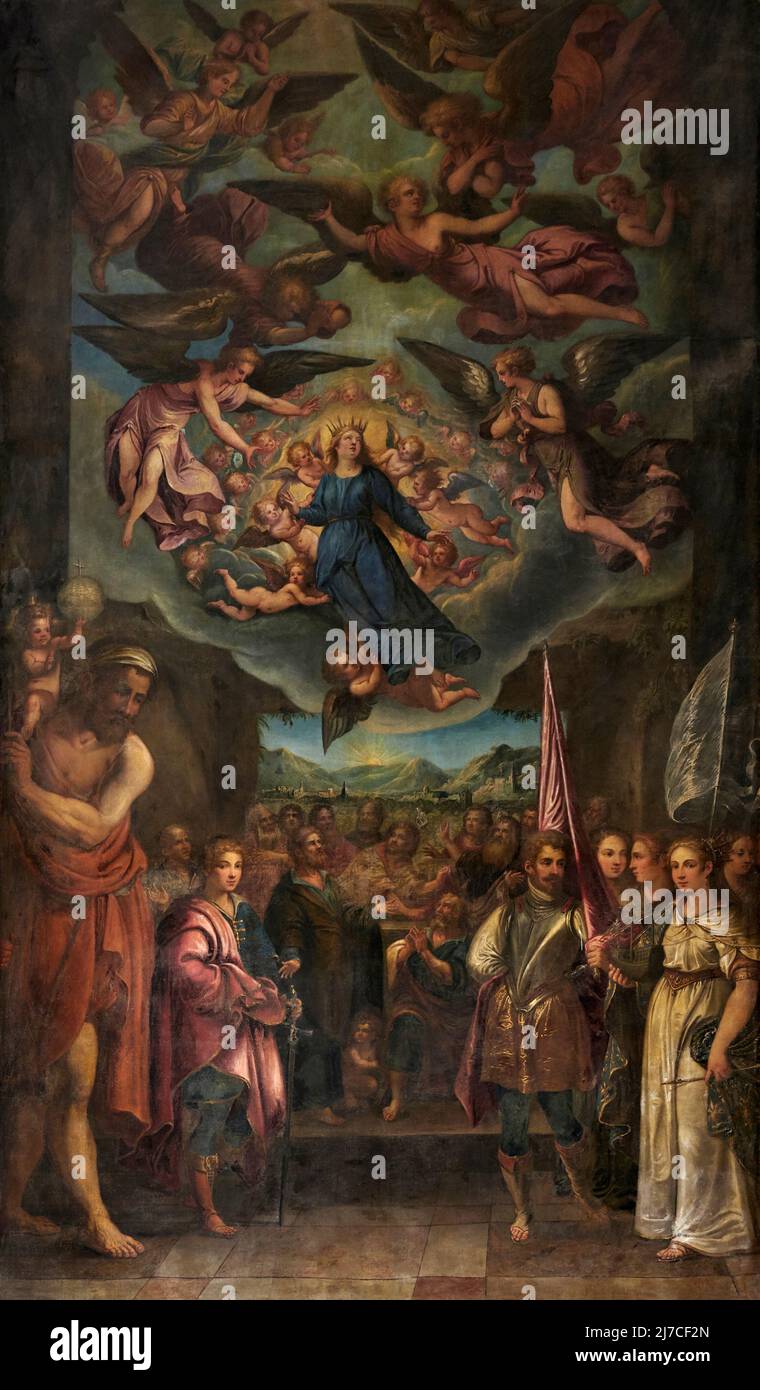 Gloria di San Pancrazio - olio su tela - Francesco Polazzo - 1743 - Gorlago (Bg) ,Italia,chiesa parrocchiale di S.Pancrazio Stock Photo