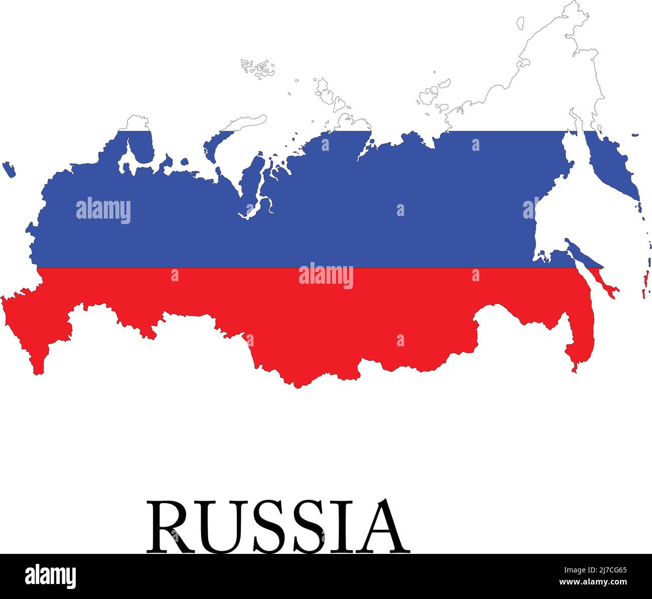 Russia flag map Stock Vector