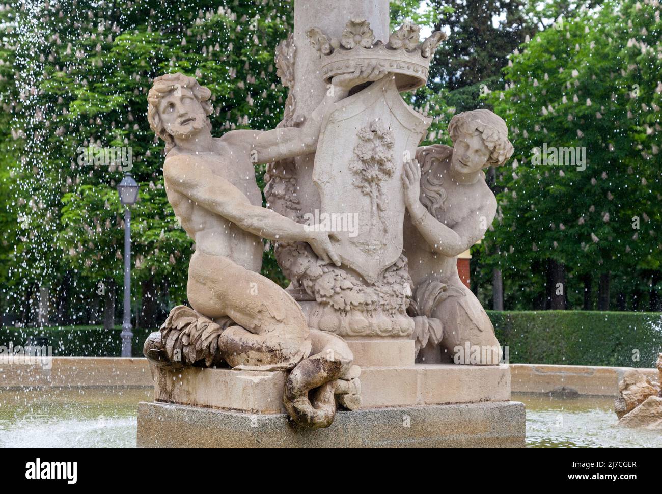 Fountain in El Retiro Park in Madrid Stock Photo