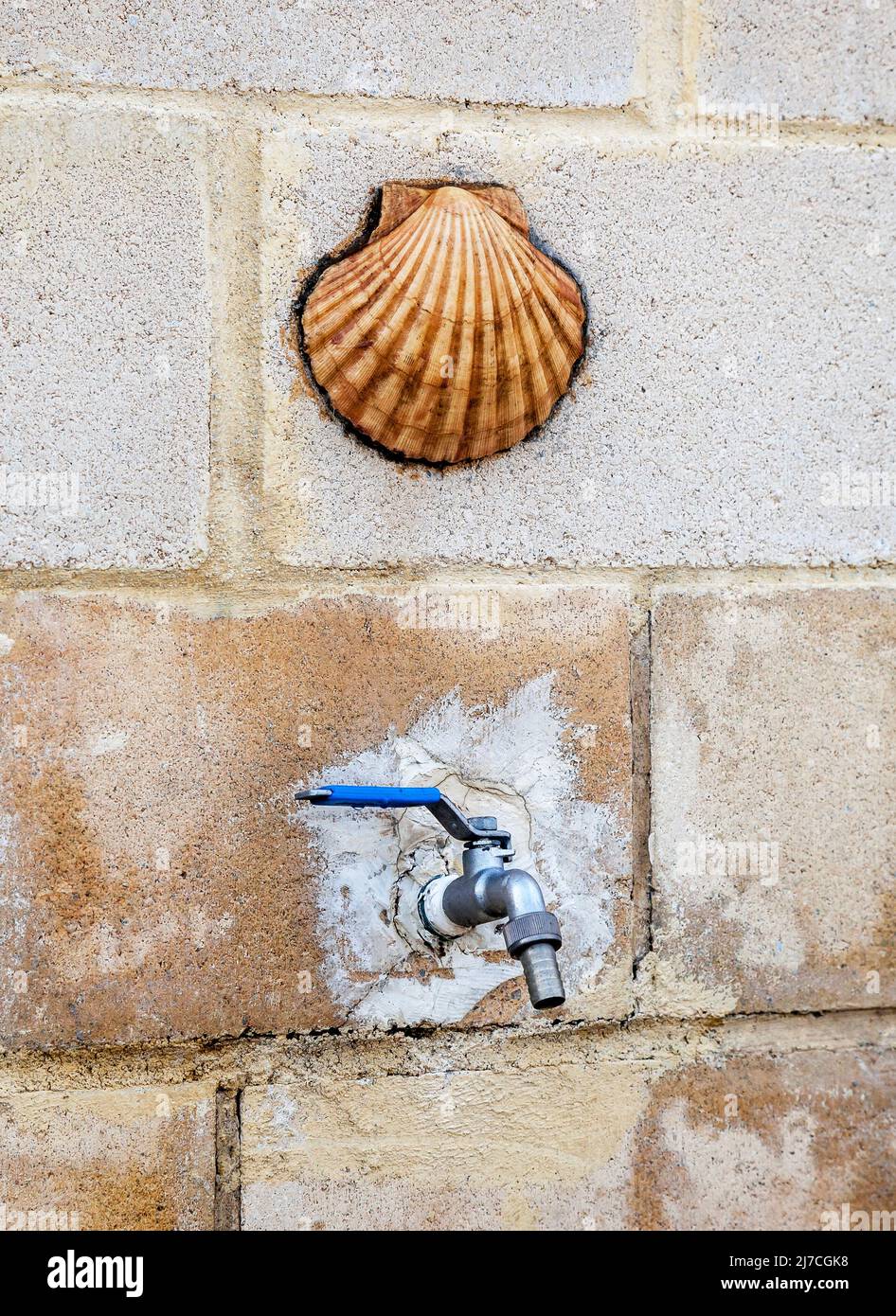 Tap for drinking water on Camino de Santiago Stock Photo
