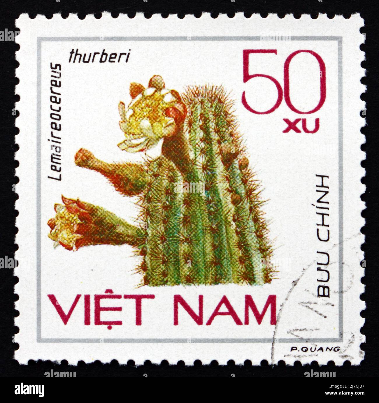 VIETNAM - CIRCA 1985: a stamp printed in Vietnam shows Arizona Organ Pipe, Lemaireocereus Thurberi, Cactus, circa 1985 Stock Photo