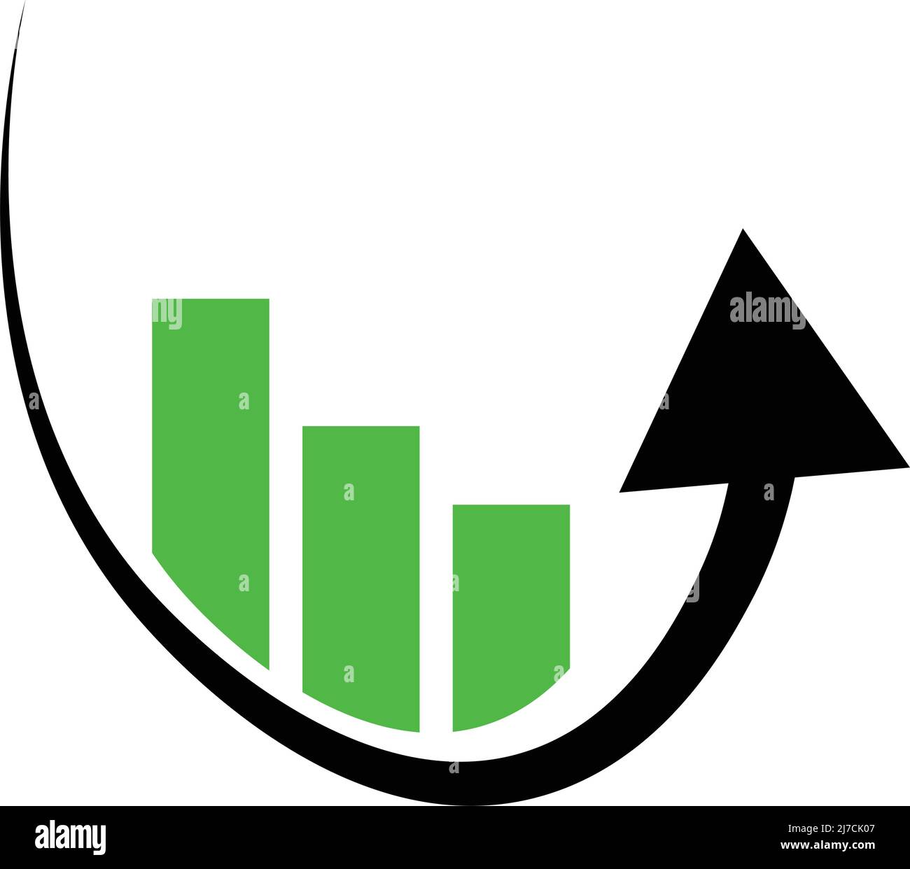 Green bar graph and repulsive arrow icon. Editable vector. Stock Vector