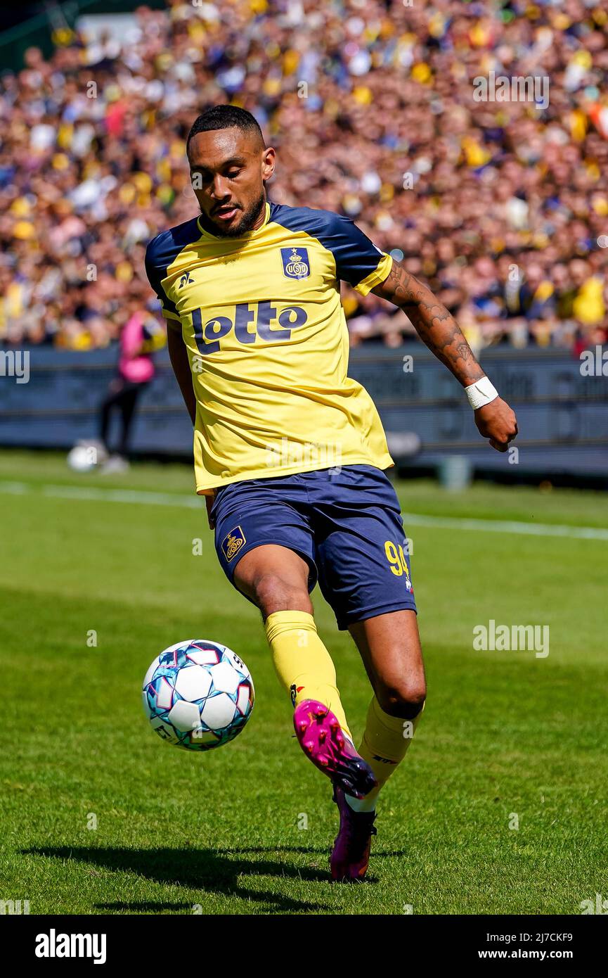 BRUSSELS, BELGIUM - MAY 8:  during the Jupiler Pro League - Championship Round match between Union St-Gilloise and Club Brugge at Stadion Stade Joseph Marien on May 8, 2022 in Brussels, Belgium (Photo by Joris Verwijst/Orange Pictures) Stock Photo
