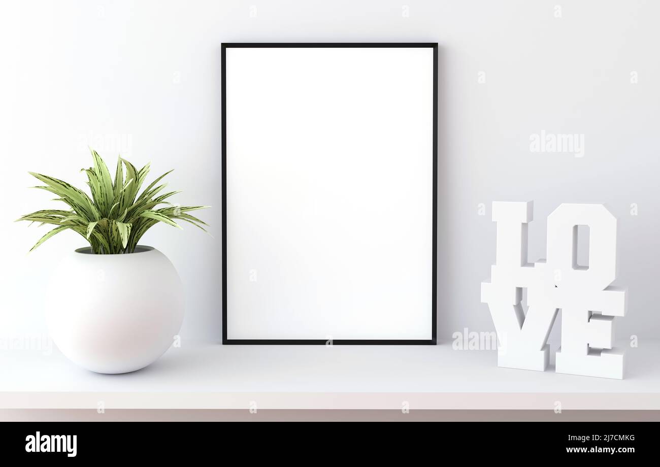 Empty frame wall poster mockup. 3D