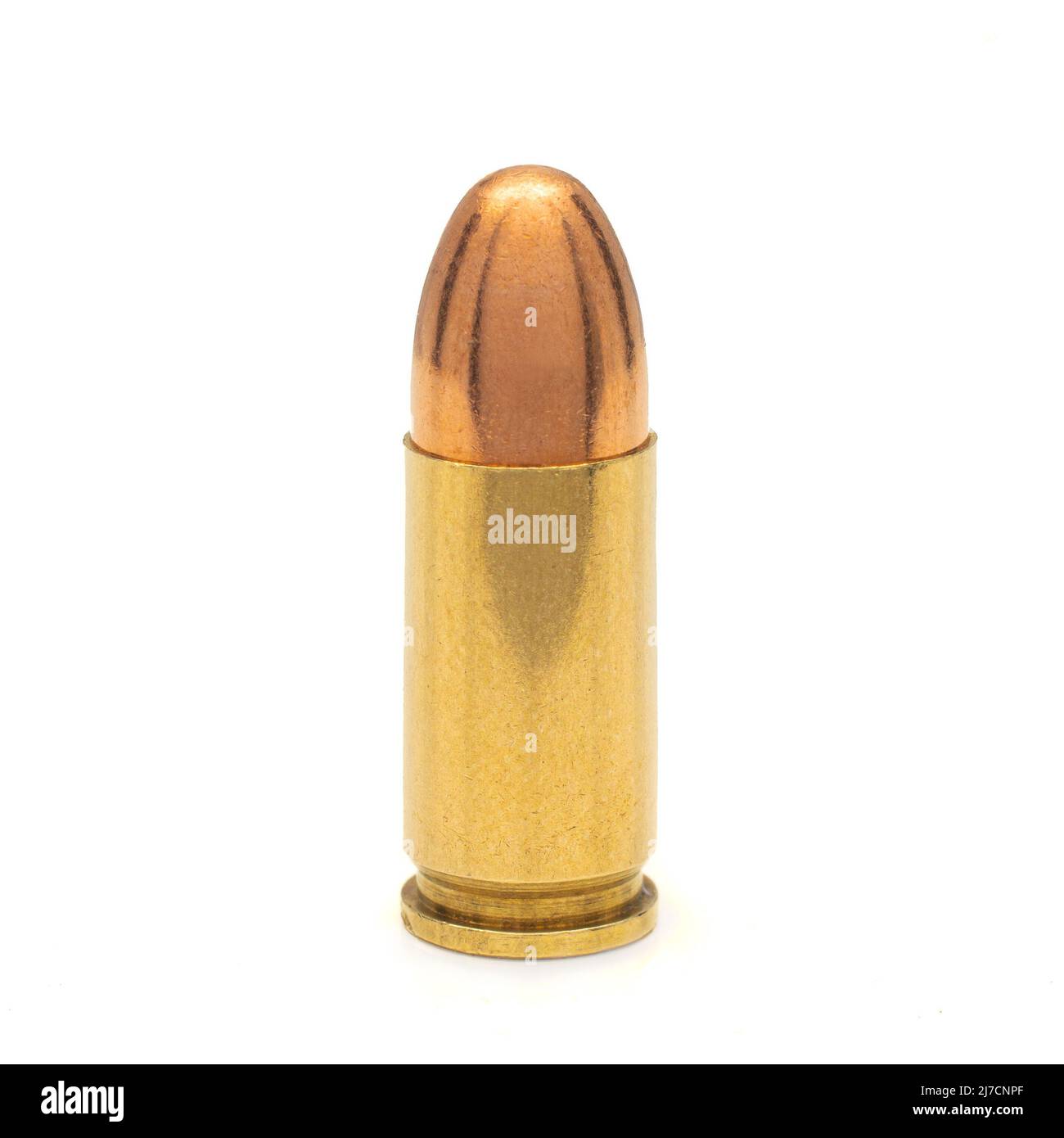 9 mm bullet on white Stock Photo