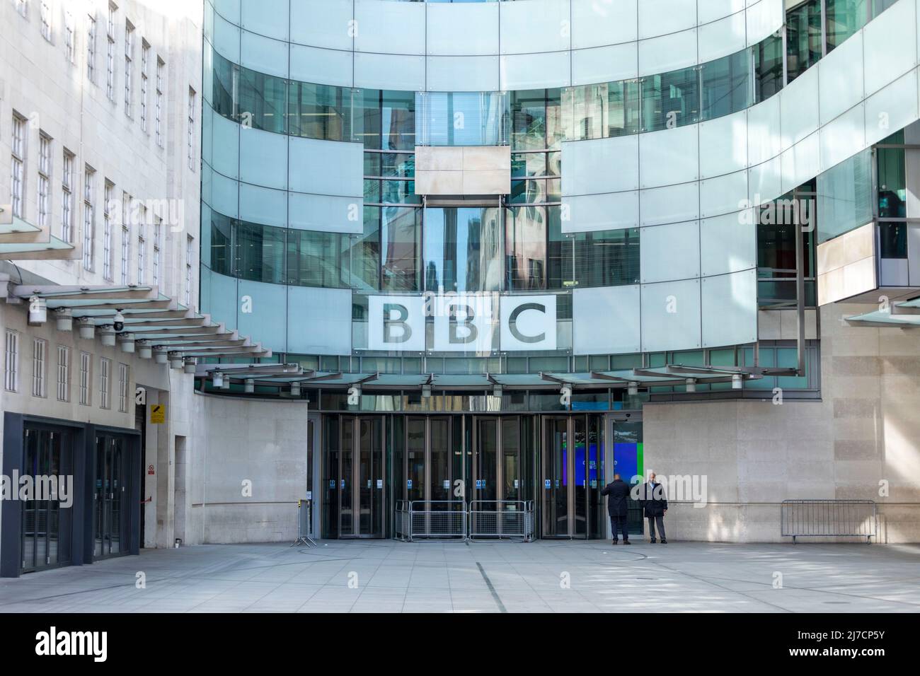 A general view of the BBC Broadcasting House at Langham Place.   Image shot on the 8th May 2022.  © Belinda Jiao   jiao.bilin@gmail.com 07598931257 ht Stock Photo