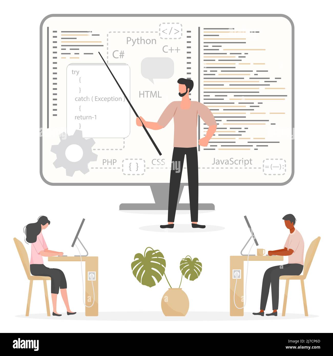 Online coding with teacher Stock Vector Images - Alamy