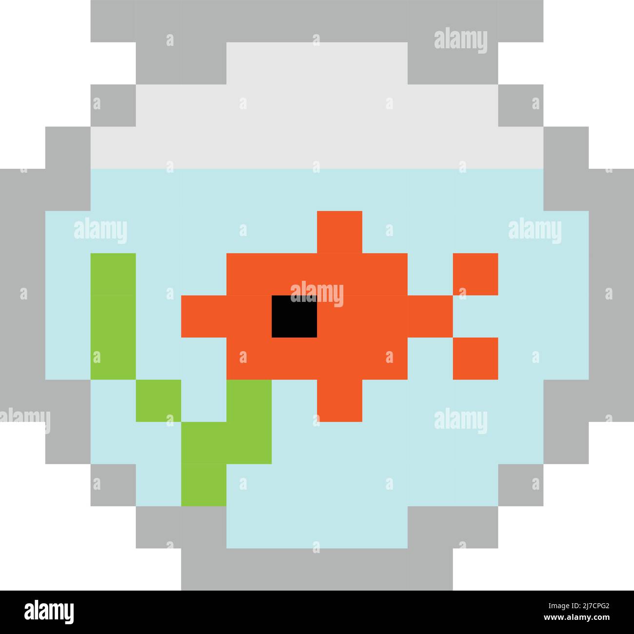 fish bowl Pixel art vector illustration.fish image or clip art Stock