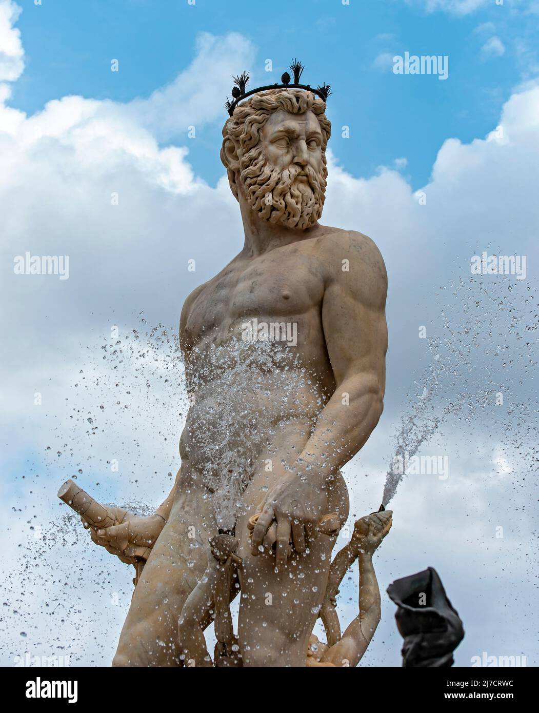 Close-up of Nettuno Statue, Fountain of Neptune, Piazza della Signoria, Florence, Italy Stock Photo