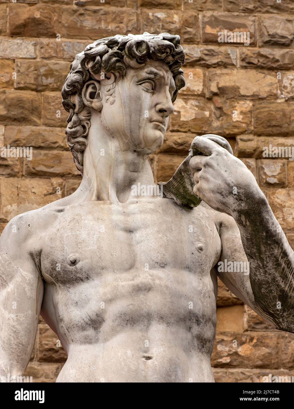 Copy of Michelangelo's statue of David at Piazza della Signoria, Florence, Italy Stock Photo