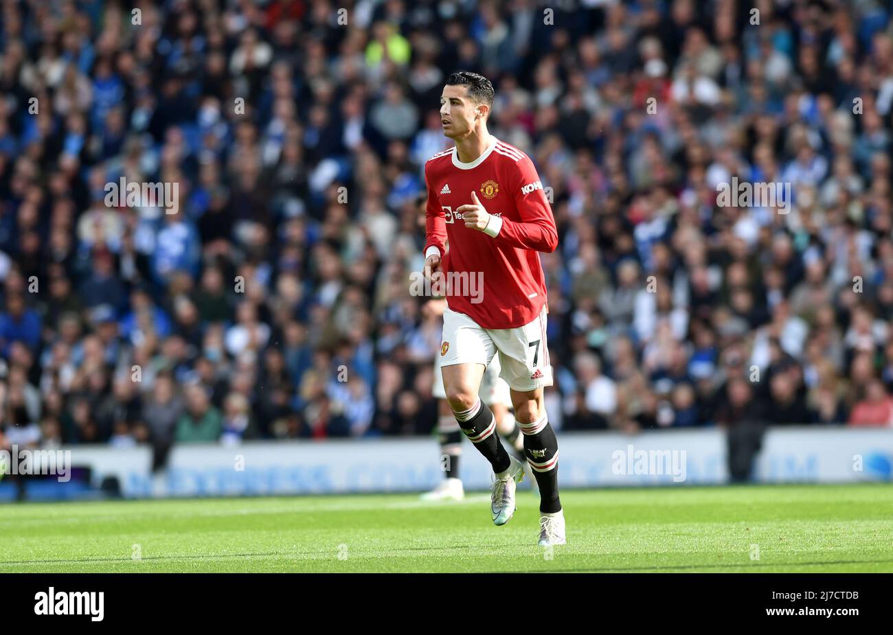 Cristiano Ronaldo of Manchester United during  the Premier League match between Brighton and Hove Albion and Manchester United at the American Express Stadium  , Brighton , UK - 7th May 2022  Photo Simon Dack/Telephoto Images Editorial use only. No merchandising. For Football images FA and Premier League restrictions apply inc. no internet/mobile usage without FAPL license - for details contact Football Dataco Stock Photo