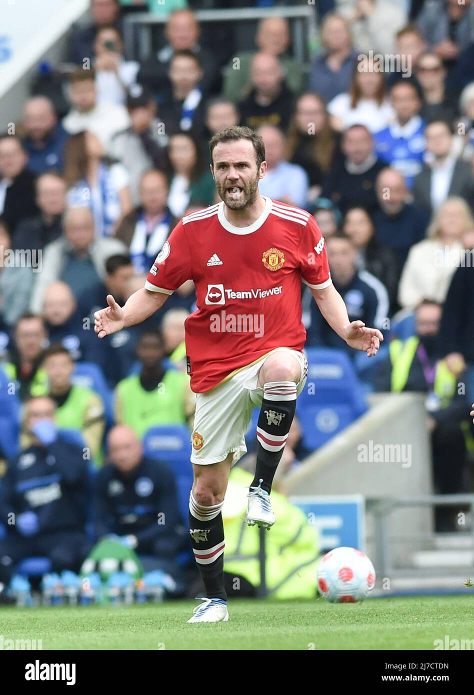 Juan Mata of Manchester United during  the Premier League match between Brighton and Hove Albion and Manchester United at the American Express Stadium  , Brighton , UK - 7th May 2022  Editorial use only. No merchandising. For Football images FA and Premier League restrictions apply inc. no internet/mobile usage without FAPL license - for details contact Football Dataco Stock Photo