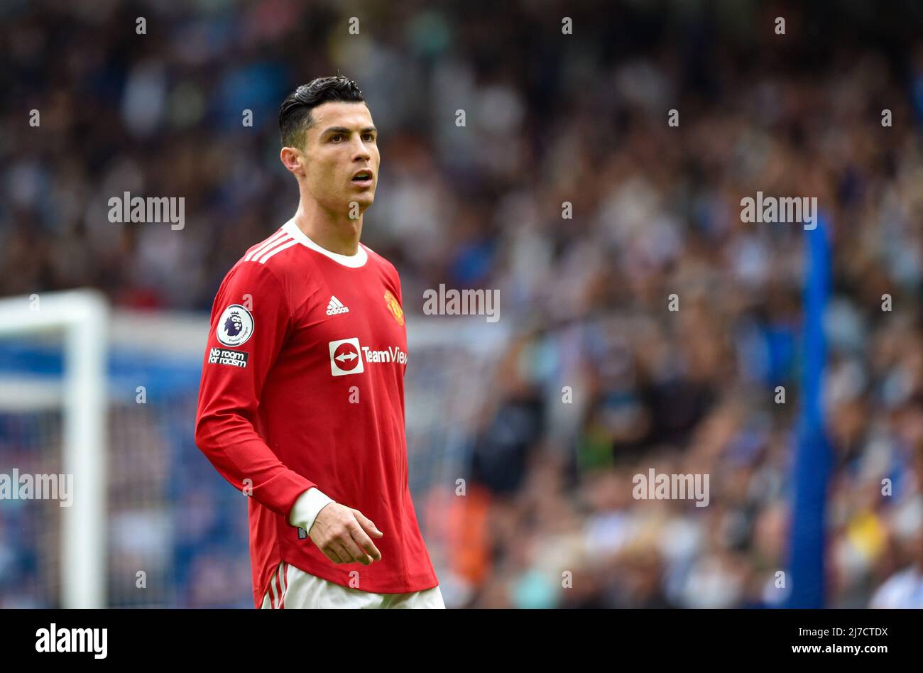 Cristiano Ronaldo of Manchester United during  the Premier League match between Brighton and Hove Albion and Manchester United at the American Express Stadium  , Brighton , UK - 7th May 2022  Editorial use only. No merchandising. For Football images FA and Premier League restrictions apply inc. no internet/mobile usage without FAPL license - for details contact Football Dataco Stock Photo