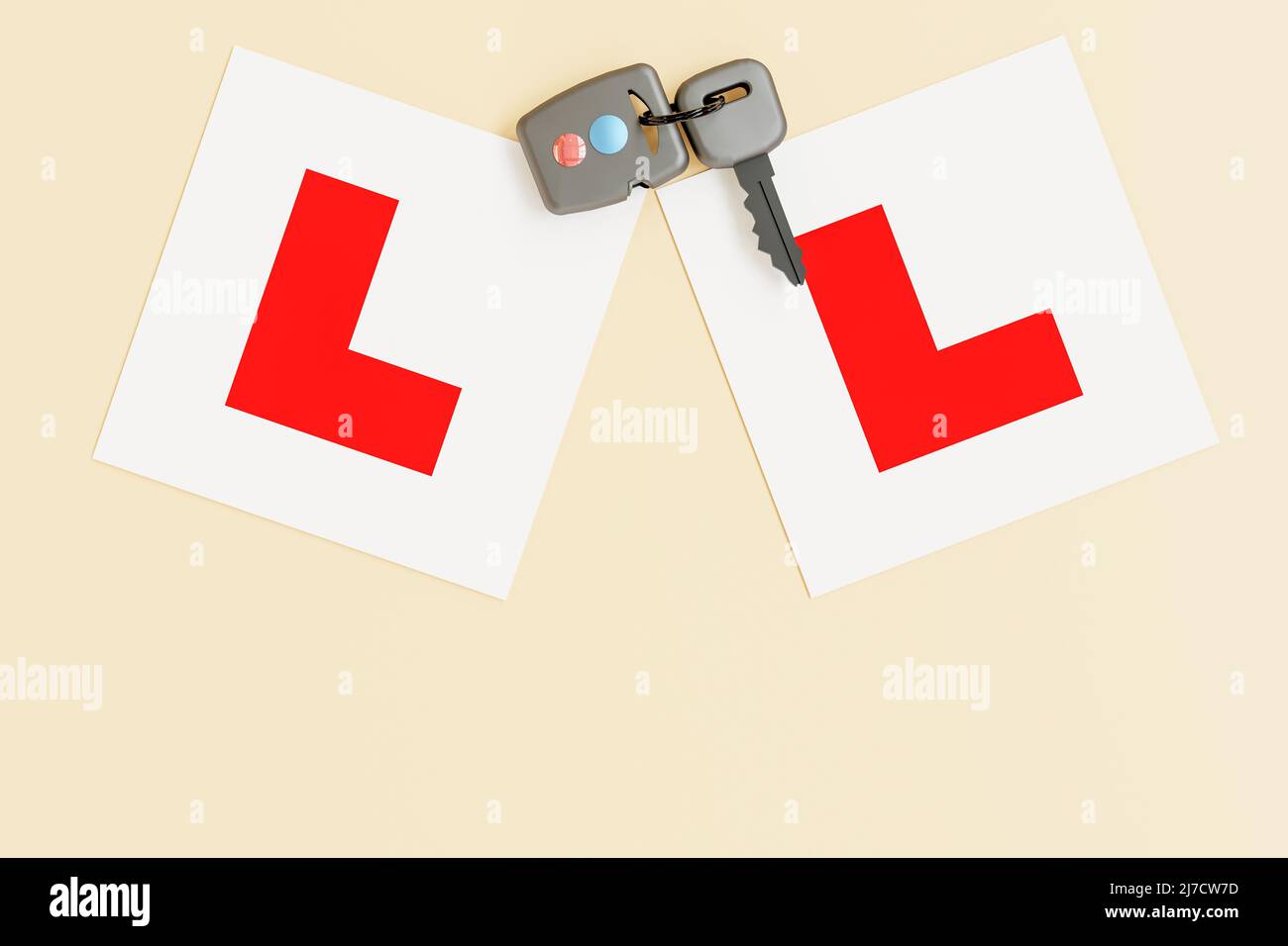Learner Drivers L Plates, Learning to Drive in the United Kingdom Stock Photo