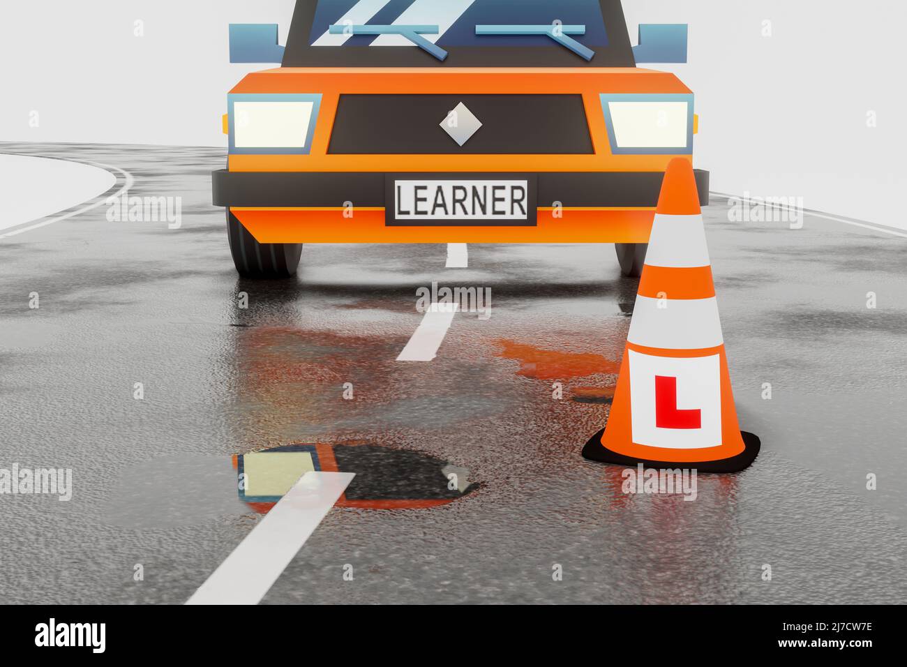 Learner Drivers L Plates, Learning to Drive in the United Kingdom Stock Photo