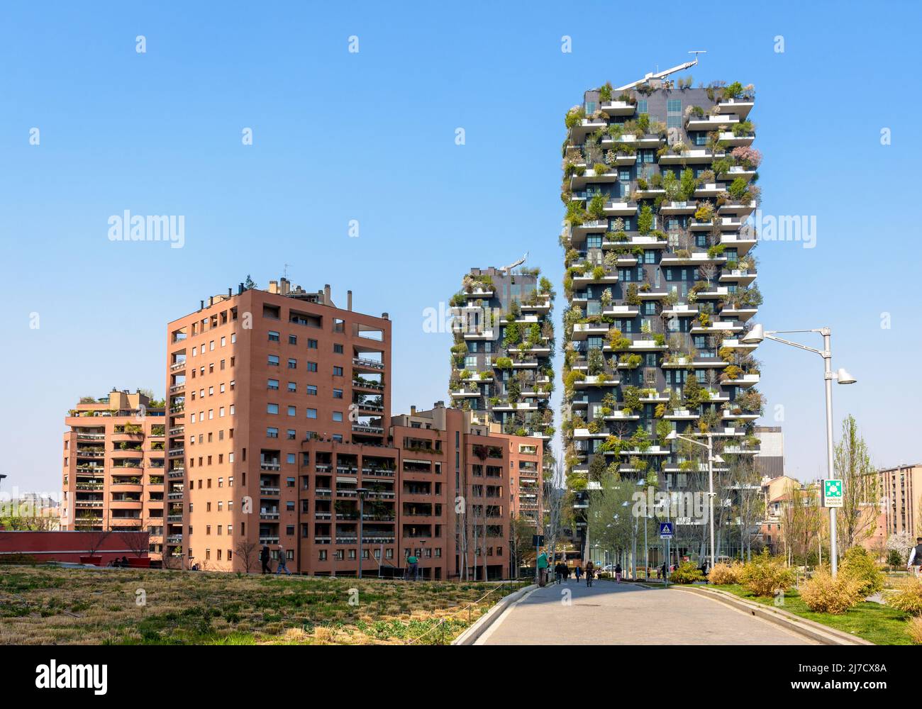 Stefano Boeri vertical forest tower block in Milan, Italy Stock