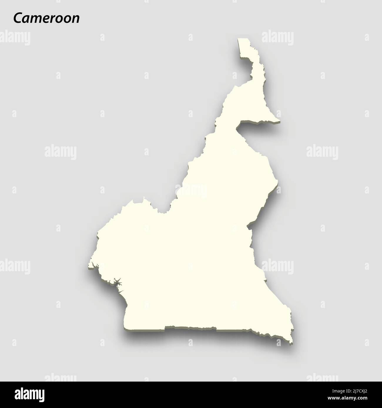 3d isometric map of Cameroon isolated with shadow. Paper card style vector illustration Stock Vector