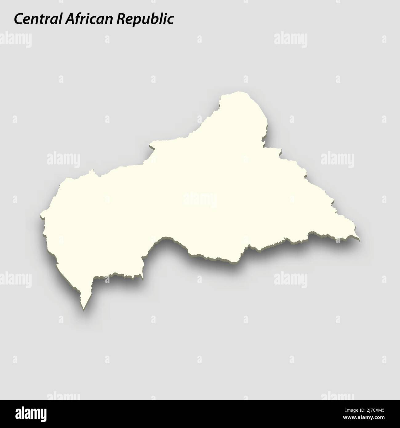 3d isometric map of Central African Republic isolated with shadow ...