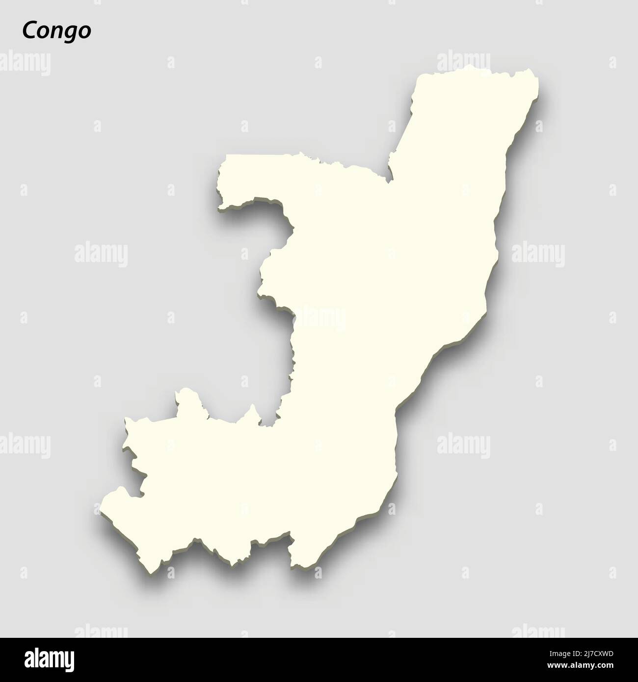 3d isometric map of Congo isolated with shadow. Paper card style vector ...