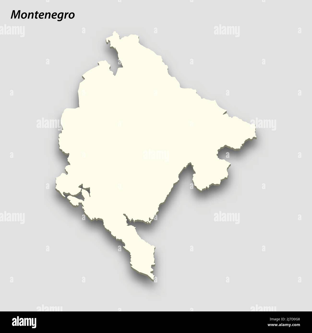 3d isometric map of Montenegro isolated with shadow. Paper card style ...