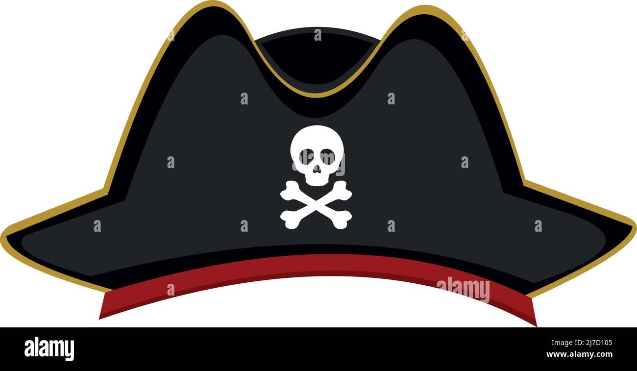 Vector illustration of a pirate hat with a skull and crossbones Stock Vector