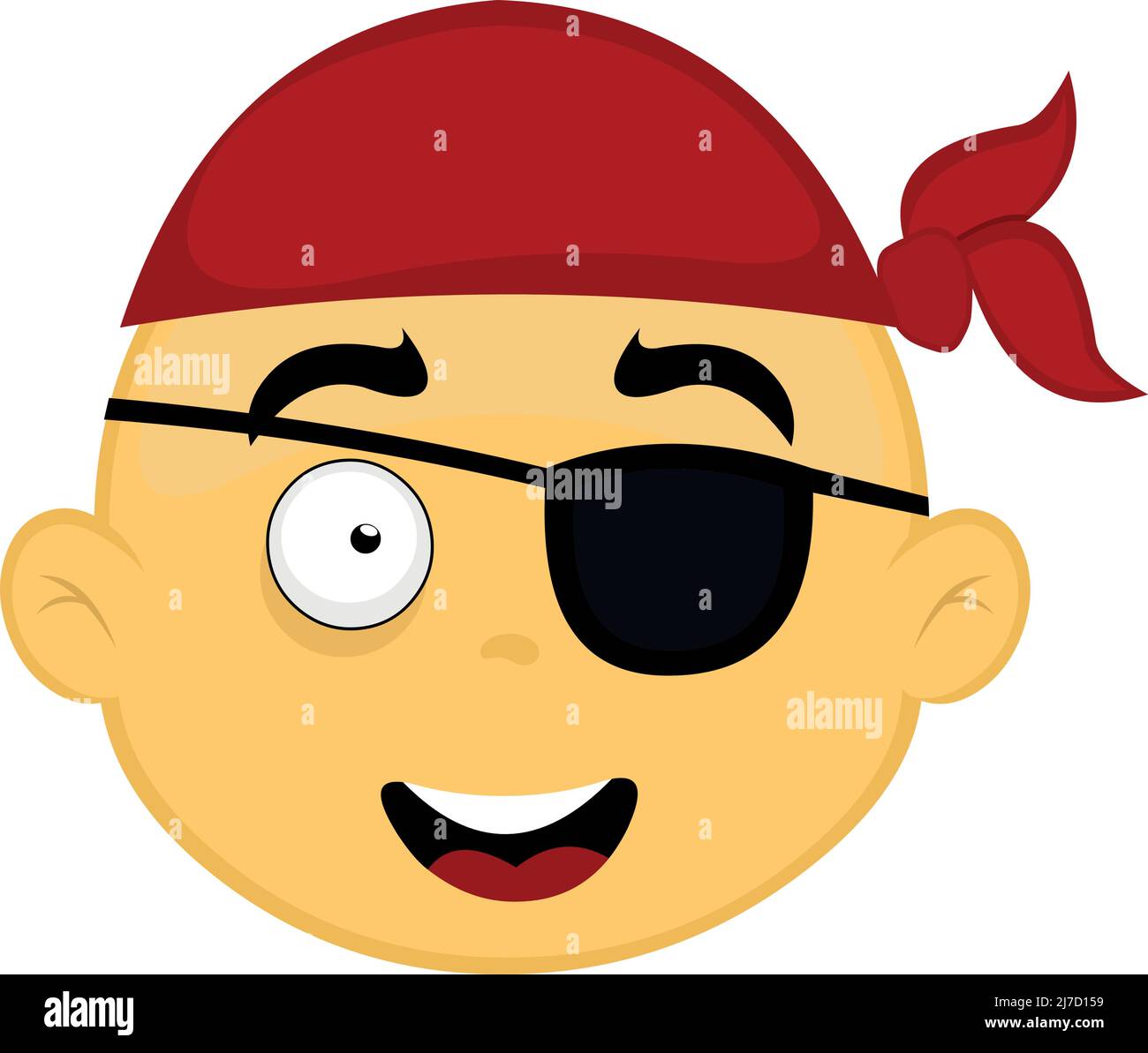 Vector illustration of the face of a pirate character in yellow, with an eye patch and a head scarf Stock Vector