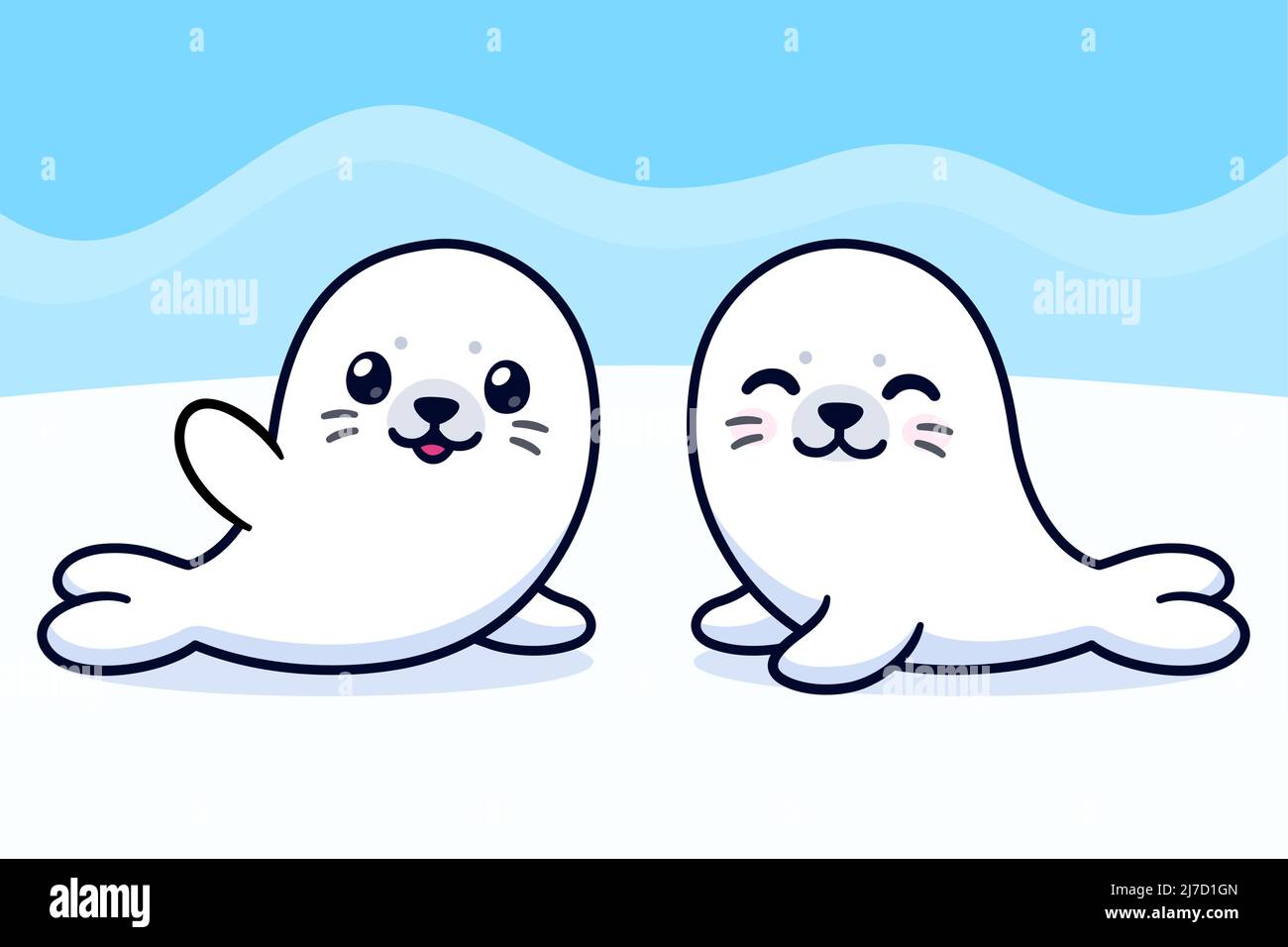 Two cute baby seals drawing, cartoon vector illustration Stock Vector Image  & Art - Alamy
