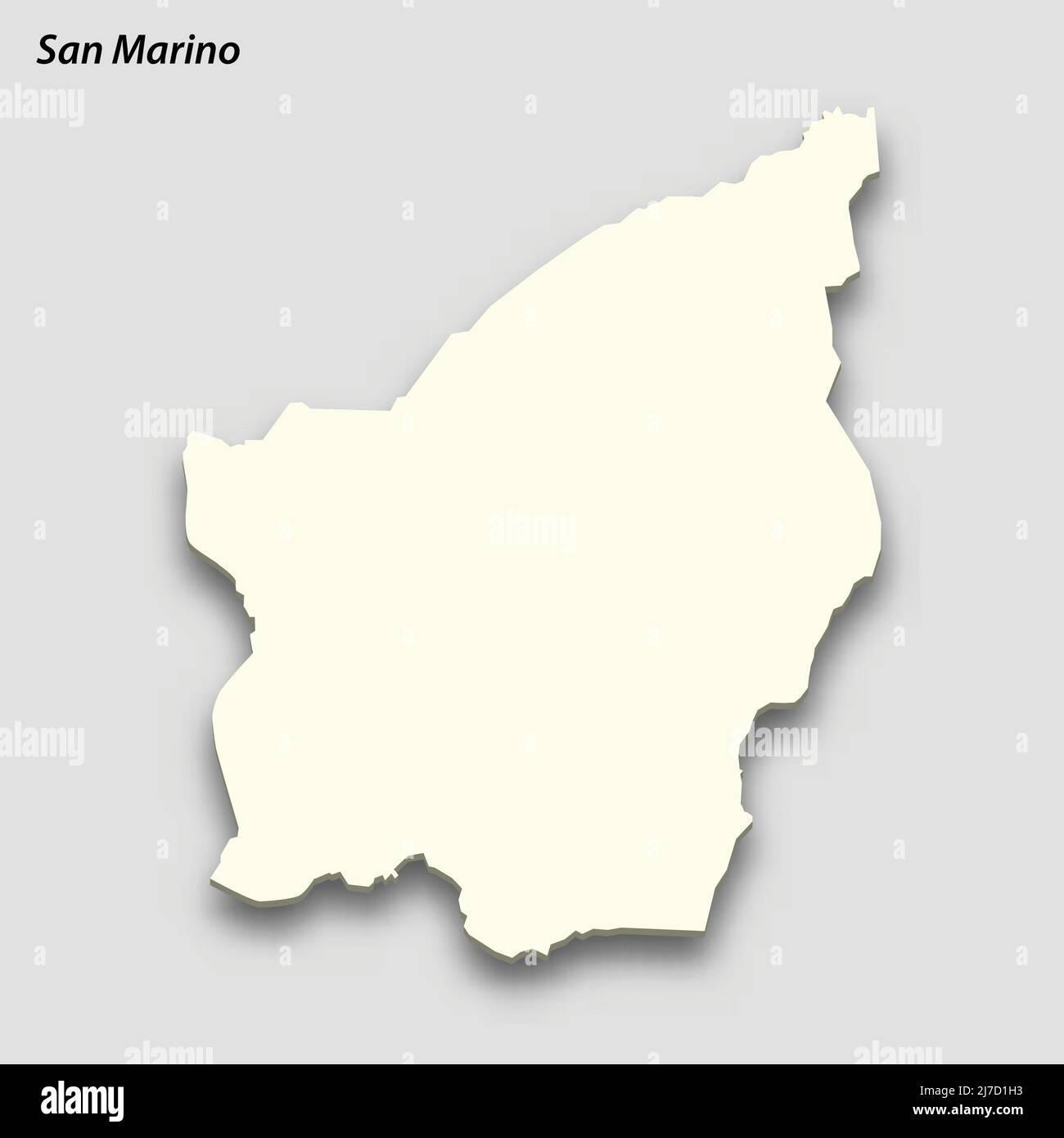 3d isometric map of San Marino isolated with shadow. Paper card style ...