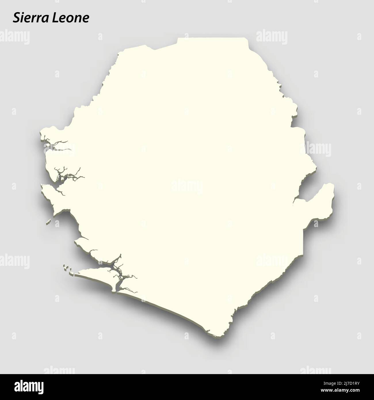 3d isometric map of Sierra Leone isolated with shadow. Paper card style ...