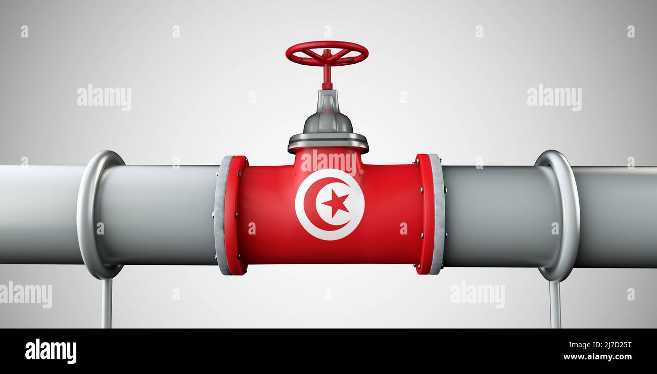 Tunisia oil and gas fuel pipeline. Oil industry concept. 3D Rendering