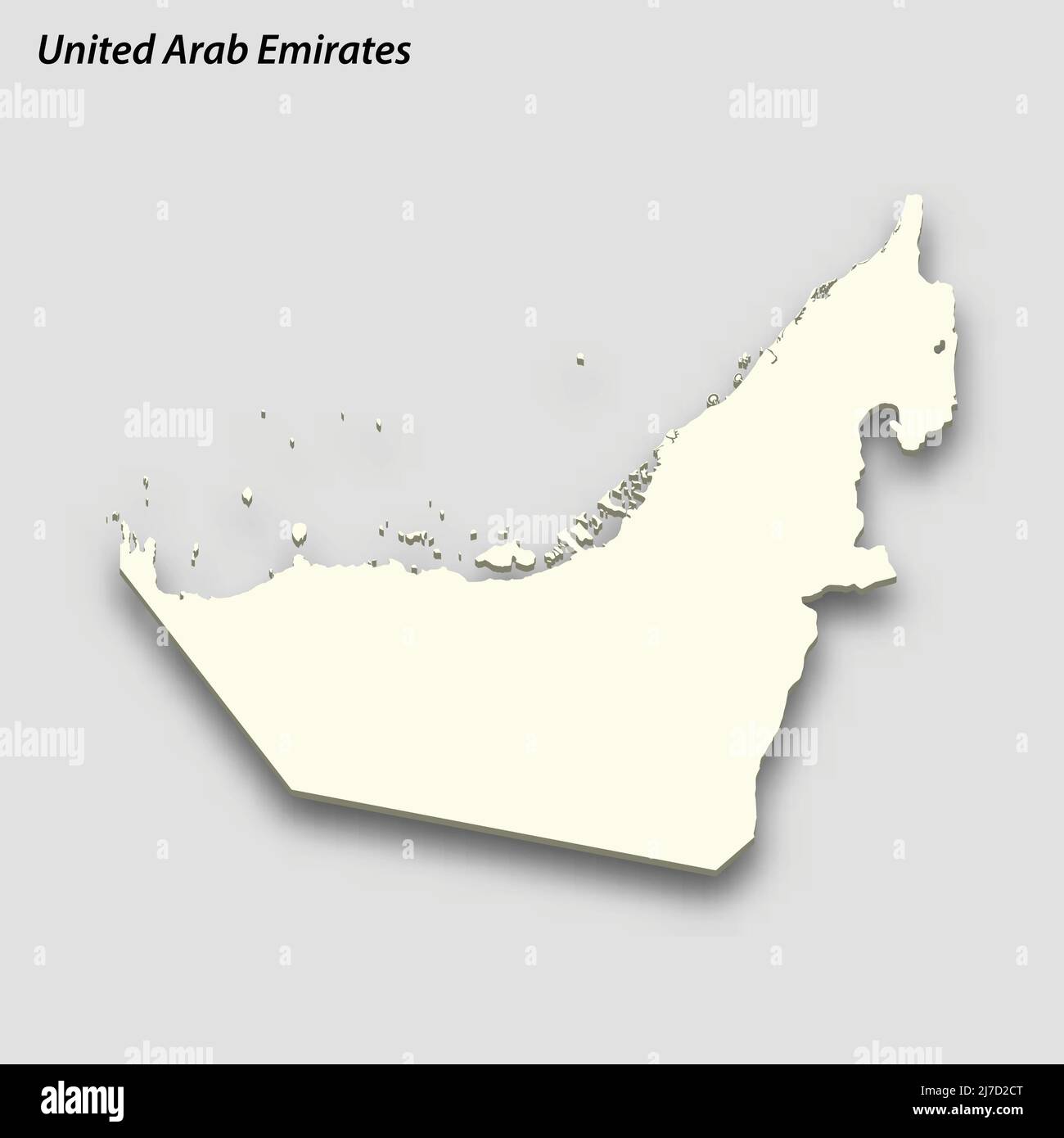 3d isometric map of United Arab Emirates isolated with shadow. Paper ...