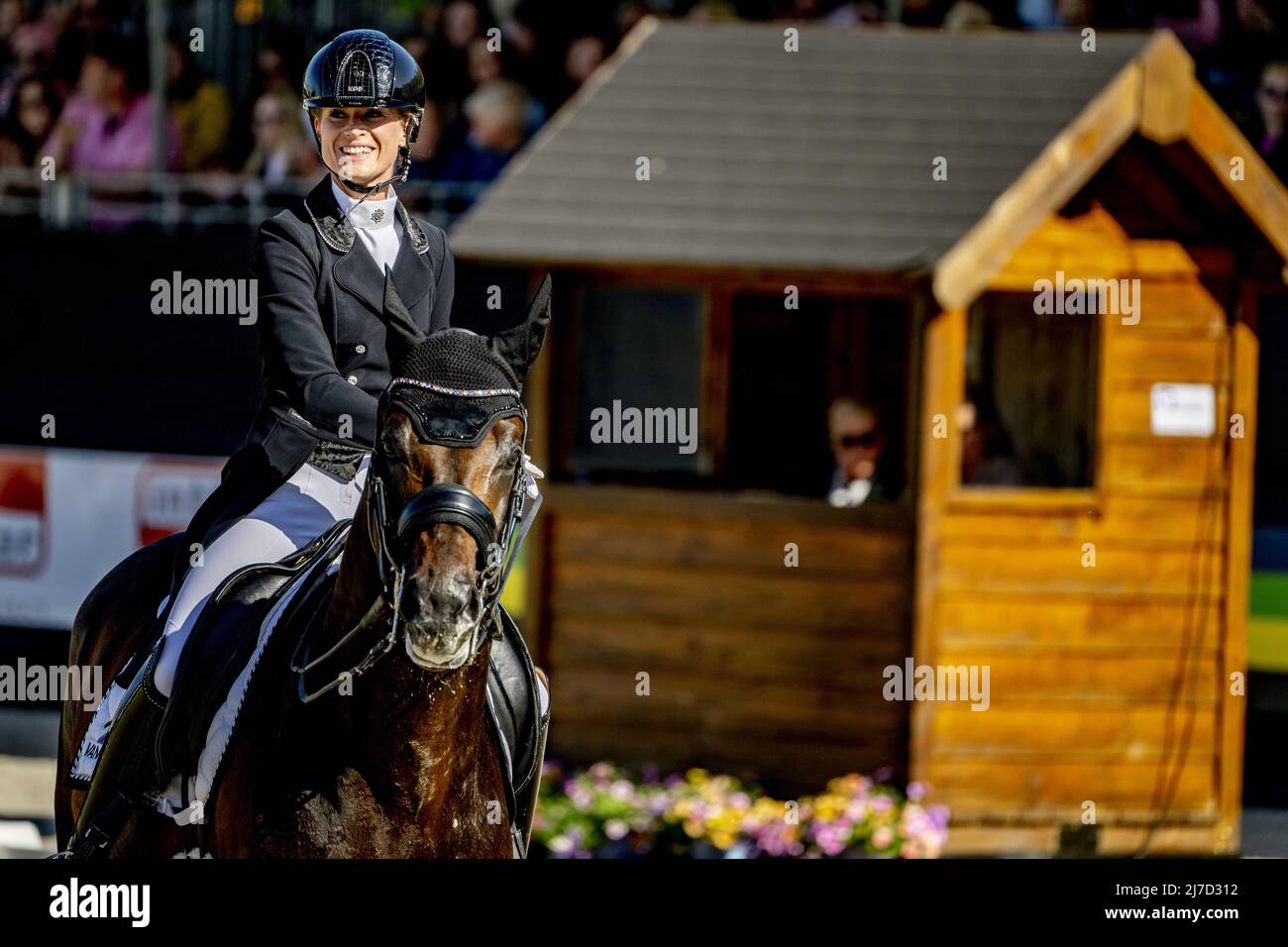 Ermelo, The Netherlands, 2022-05-08 17:02:07 ERMELO - Dinja van Liere and Hermès became champion during the Dutch dressage championship. ANP ROBIN UTRECHT netherlands out - belgium out Stock Photo