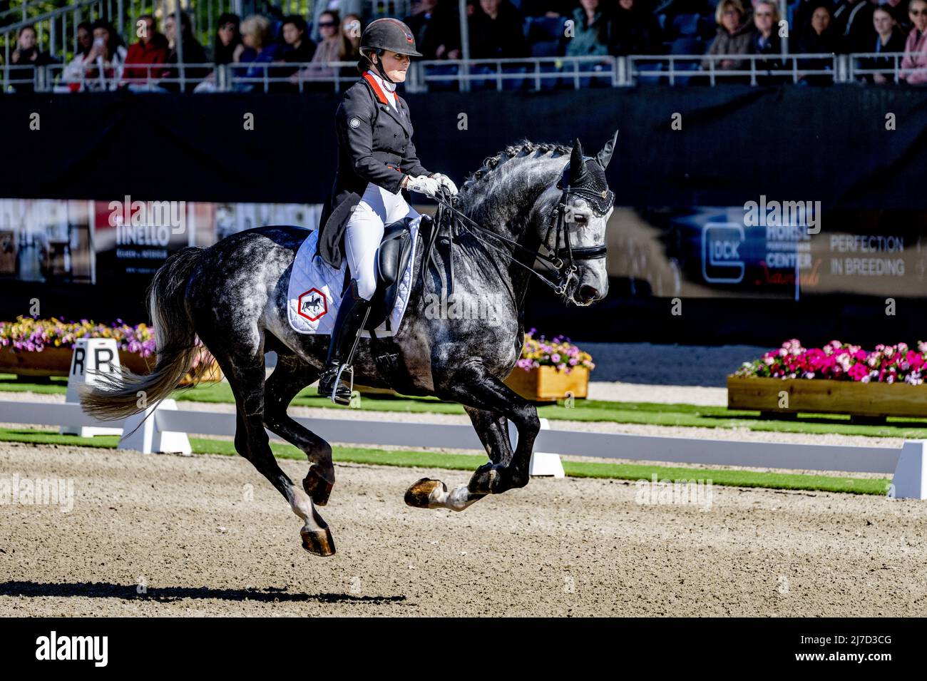 2022-05-08 16:30:17 ERMELO - Thamar Zweistra finished second with Hexagon's Ich Weiss during the Dutch Dressage Championship. ANP ROBIN UTRECHT netherlands out - belgium out Stock Photo