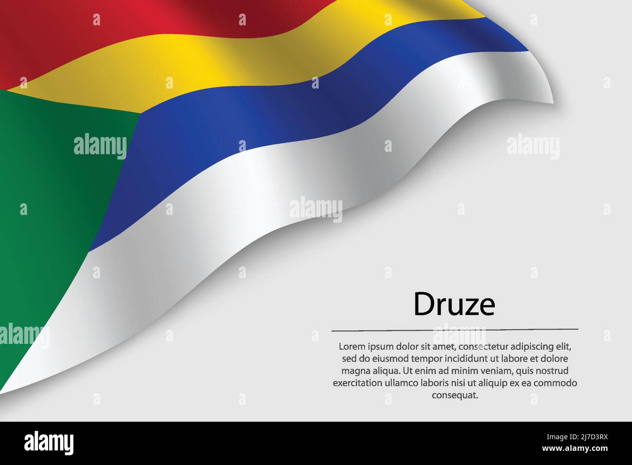 Wave flag of Druze is a religious symbol on white background. Banner or ribbon vector template Stock Vector